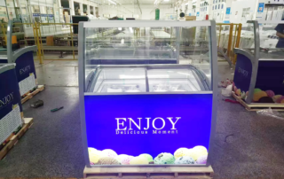 For Iraq market,Scooping Ice cream Freezer for gelato ice cream display with digital controller for precise temperature control and front sign led light