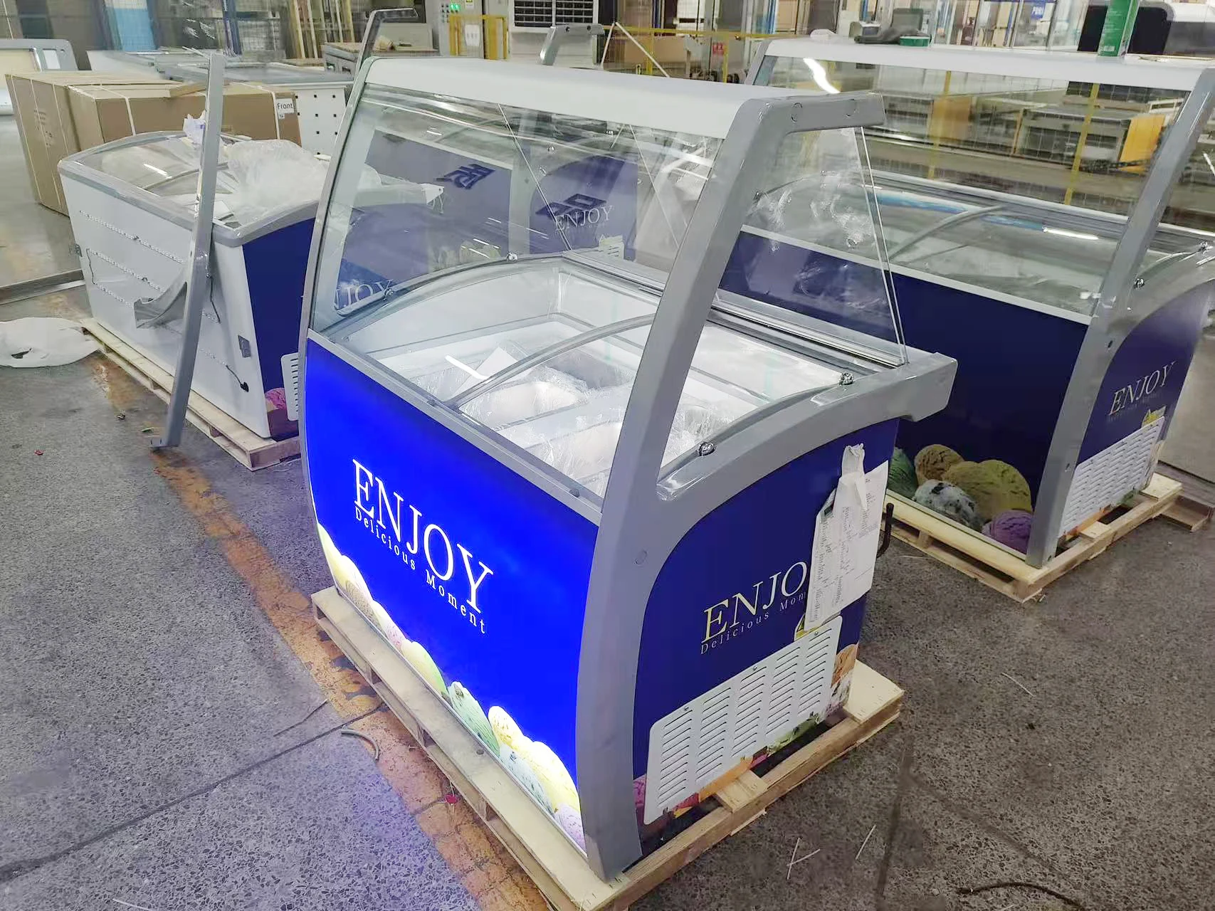 For Iraq market,Scooping Ice cream Freezer for gelato ice cream display with digital controller for precise temperature control and front sign led light