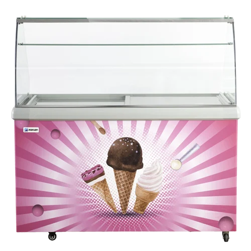 Scooping Ice cream Freezer for gelato ice cream display with digital controller for precise temperature control, front sign led light and back door for under deck storage