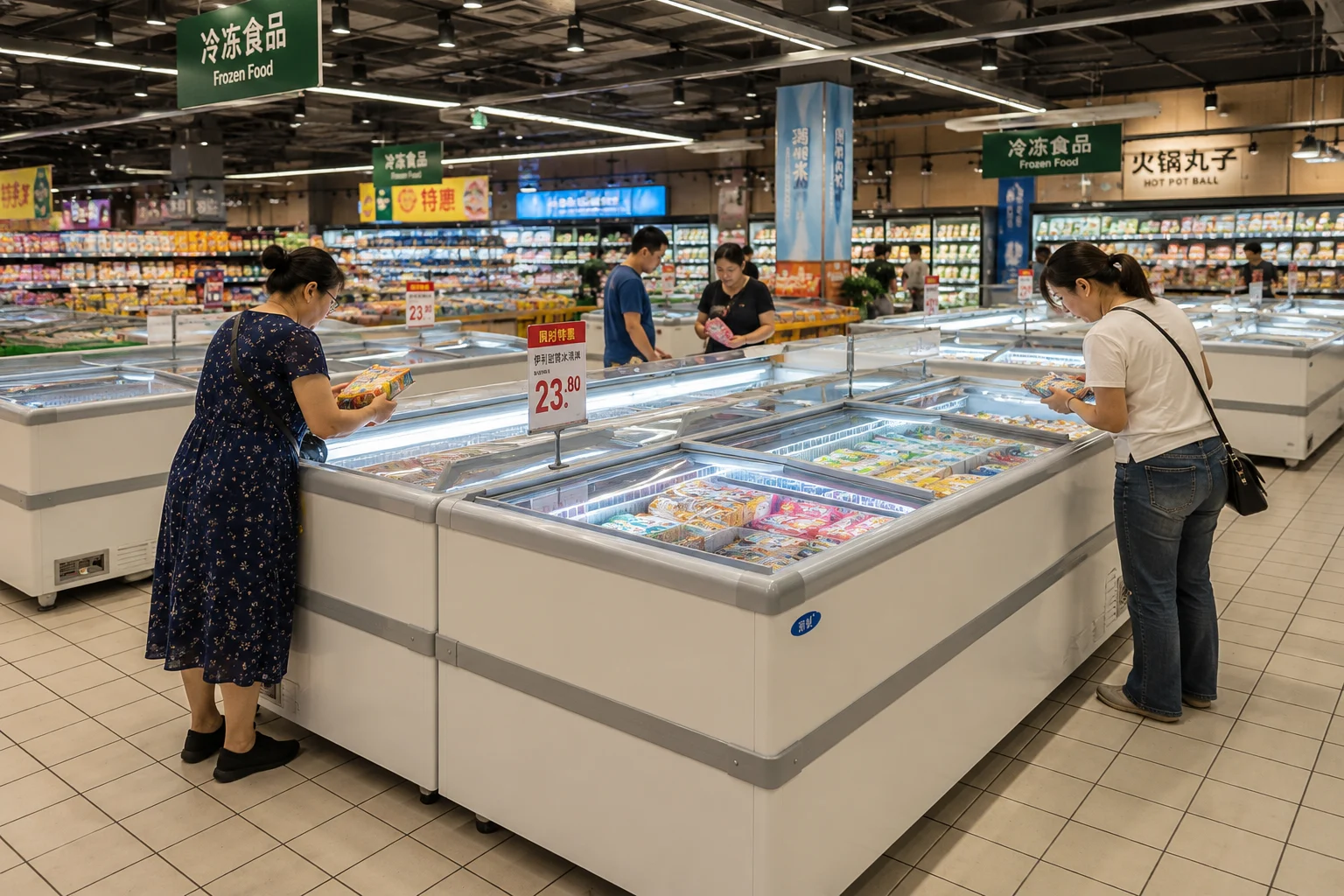 Island-freezer-in-supermarket-frozen-food-sales